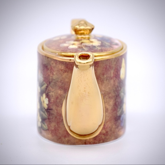 Ayshford Miniature Primroses Violets Teapot Bone China Gold Trim Staffordshire - Picture 3 of 7